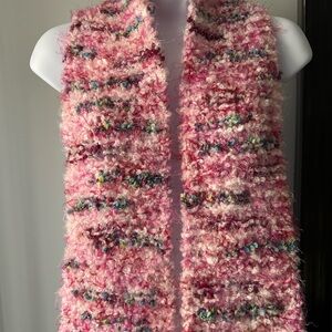 Pink Fuzzy Knit Scarf